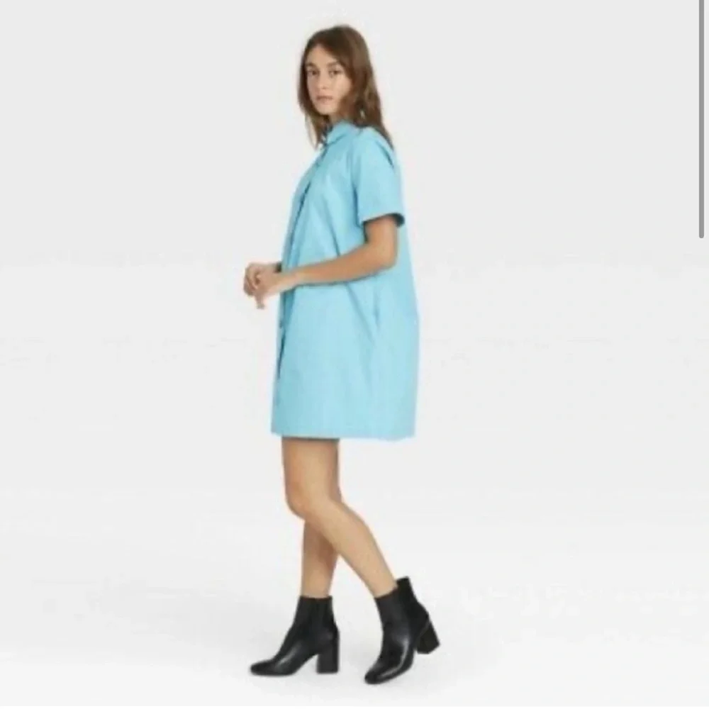 Who What Wear Button Down Trapeze Dress with Pockets - Picture 10 of 11